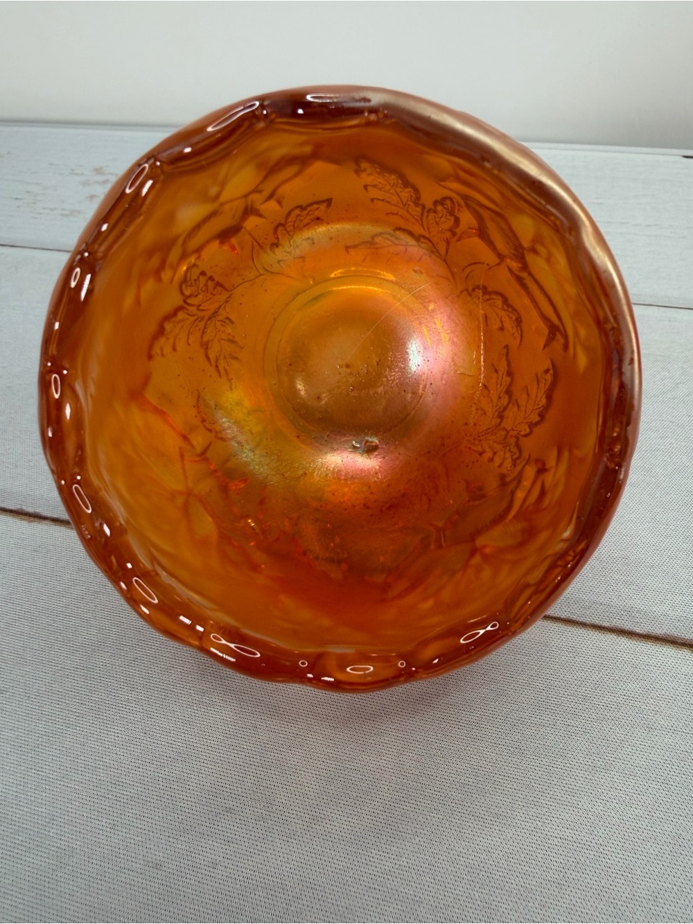 Antique 1910 Dugan Marigold "Wreath of Roses" Carnival Glass Small Rose Bowl - Picture 7 of 11
